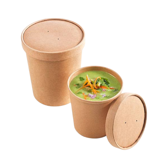 250 PCS Kraft Soup Cup with Lid